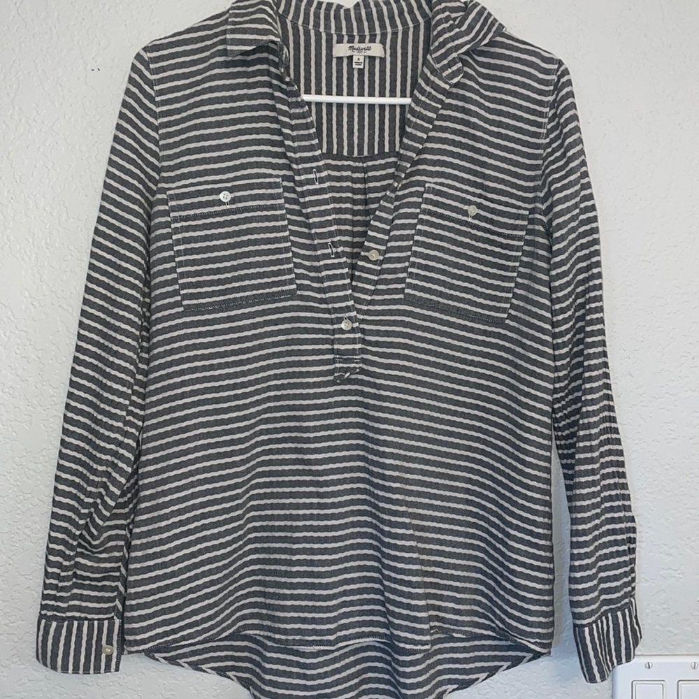 Madewell Womens‎ Striped Grey Blouse Size S
